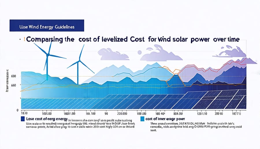 Cost comparison graph of wind and solar energy