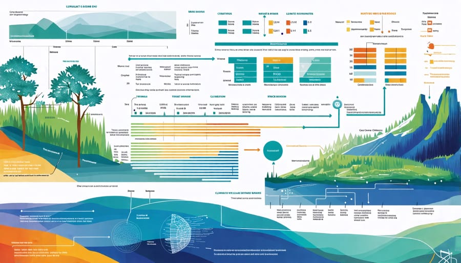 A conceptual diagram showing data flow and simulation processes in climate modeling