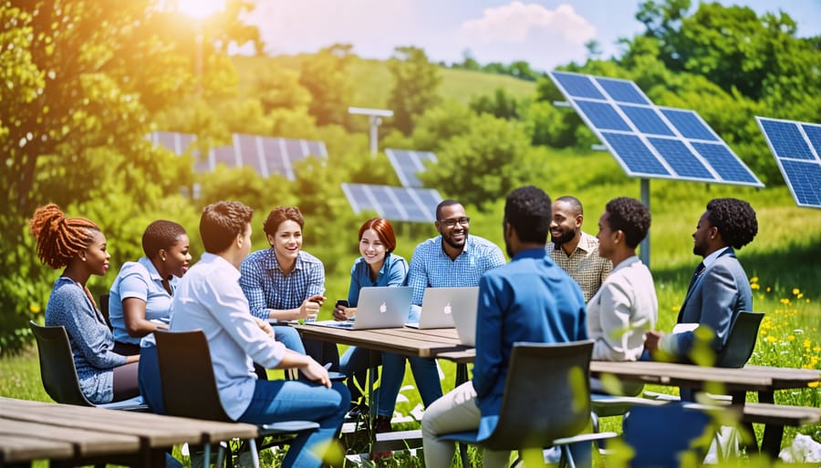 Community members and stakeholders engaged in discussion about renewable energy initiatives