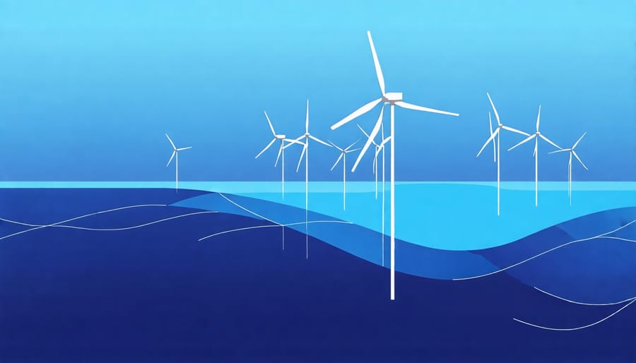 Floating wind farm illustration showcasing innovative offshore energy solutions