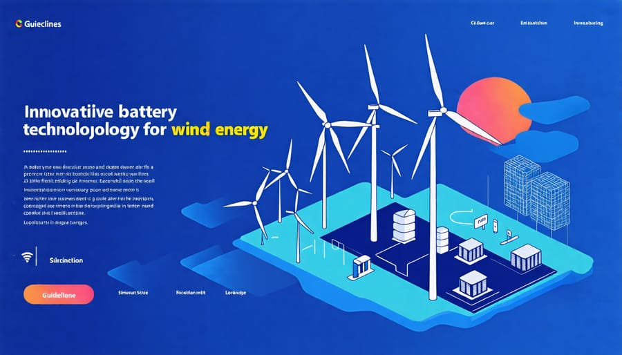 Conceptual illustration showing new battery technology designed for storing wind energy