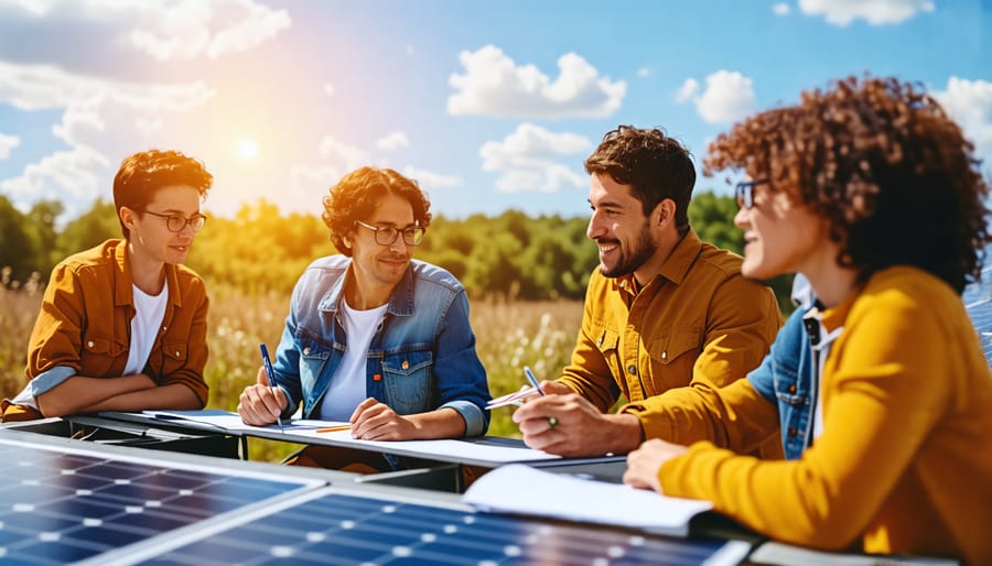 Community members attending an educational workshop on renewable energy