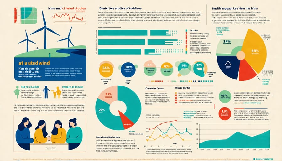 Infographic summarizing research findings on wind turbines and health effects