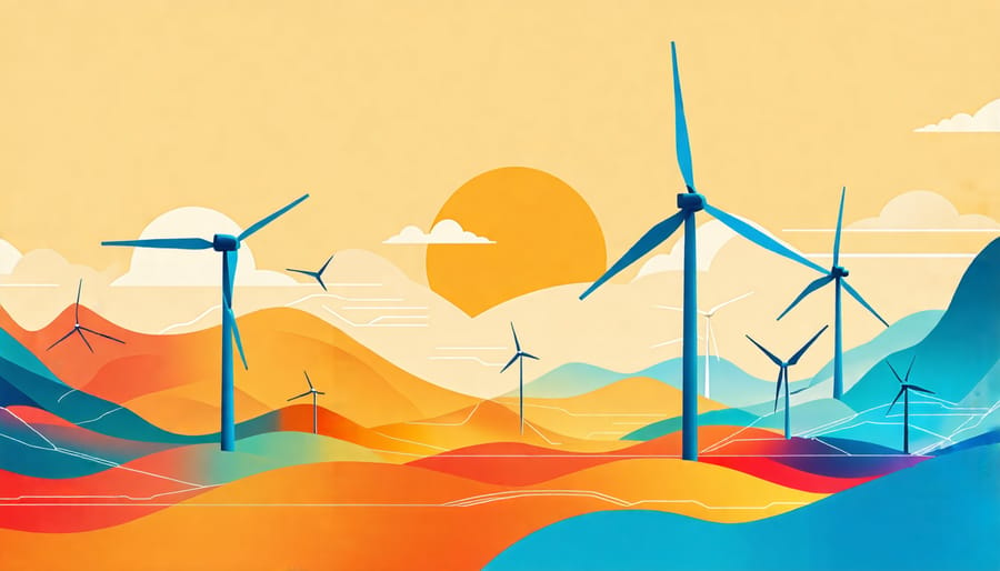 Diagram differentiating mechanical and aerodynamic noises of wind turbines