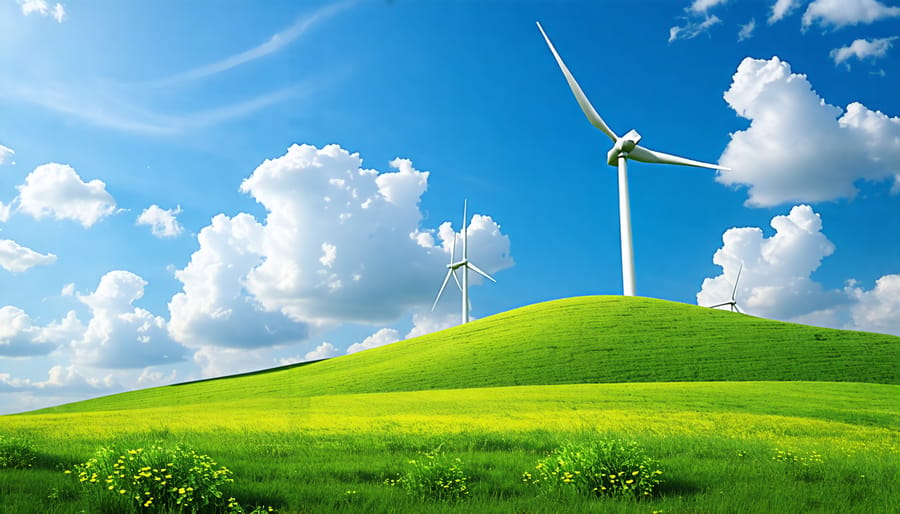 Clean energy production from wind turbines in a scenic landscape