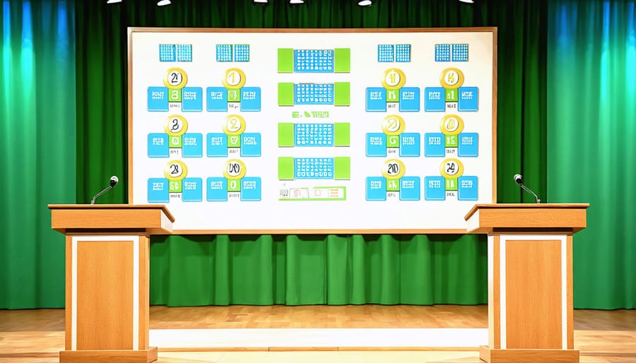 Jeopardy-style game show setup for renewable energy trivia