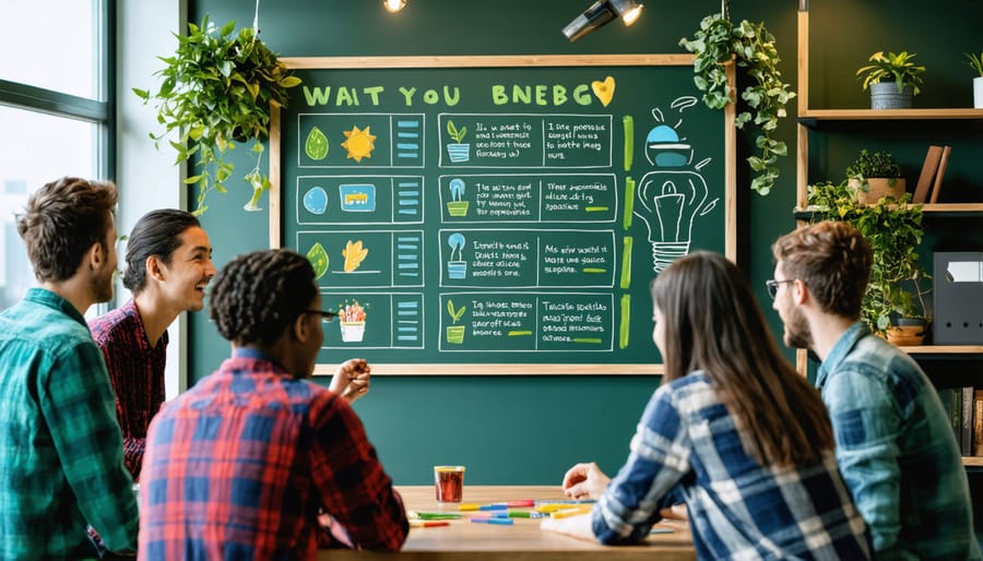 People participating in a fast-paced sustainable energy trivia game